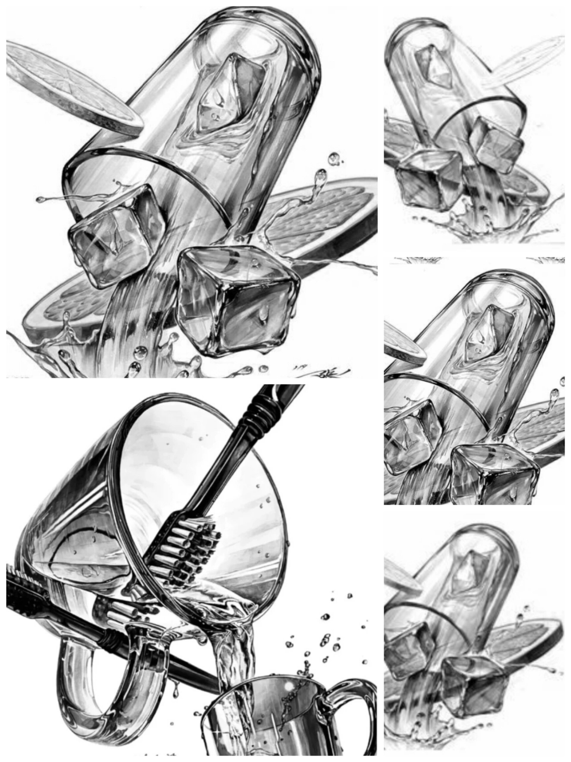 素描流动水怎么画图片