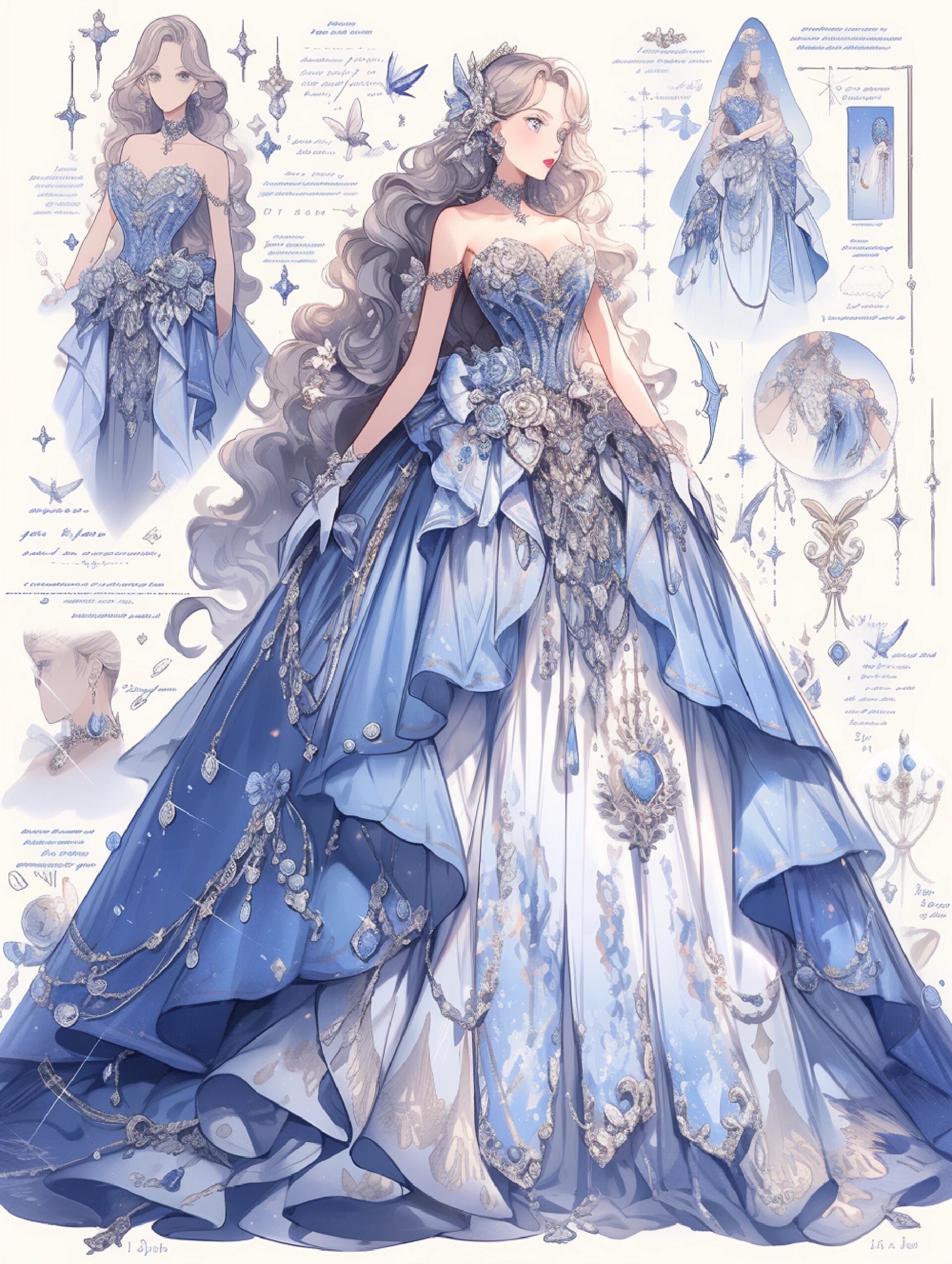 蓝白玫瑰礼服:极致二选一