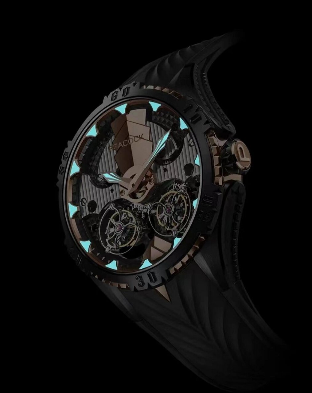 孔雀表新品双陀飞轮腕表翎王 孔雀表业集团旗下腕表品牌孔雀表推出