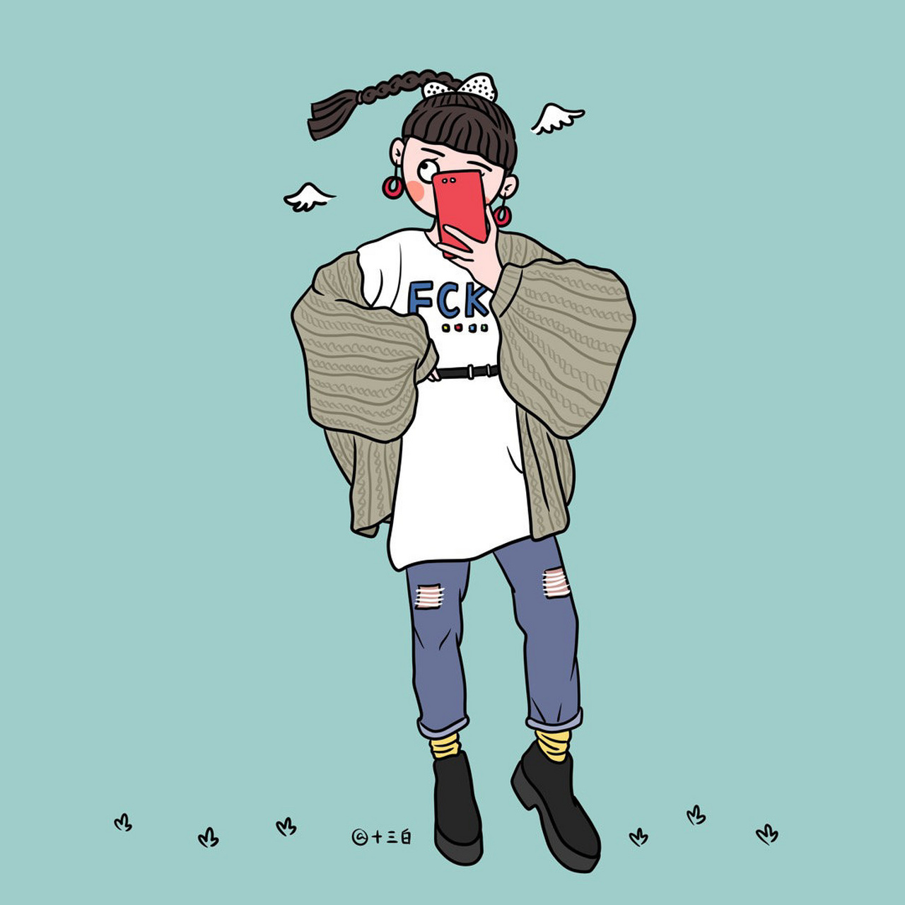 秋冬时尚穿搭系列插画 女生闺蜜头像漫画 天气降温了,你添衣了吗?