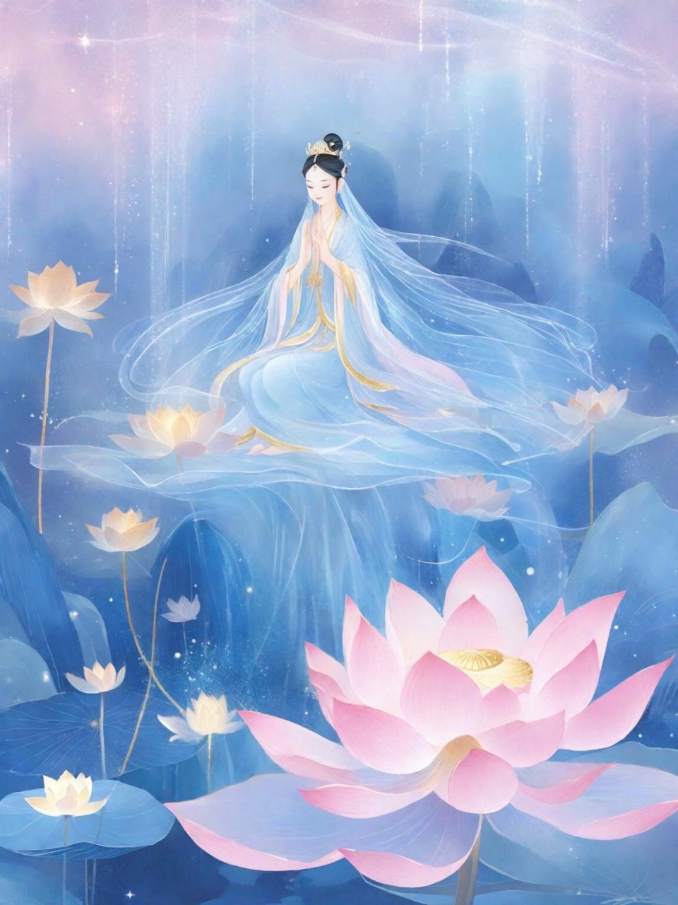 国韵古风丨禅意荷花丨请礼貌取图 禅意荷花,寂静中开放, 莲叶浩渺