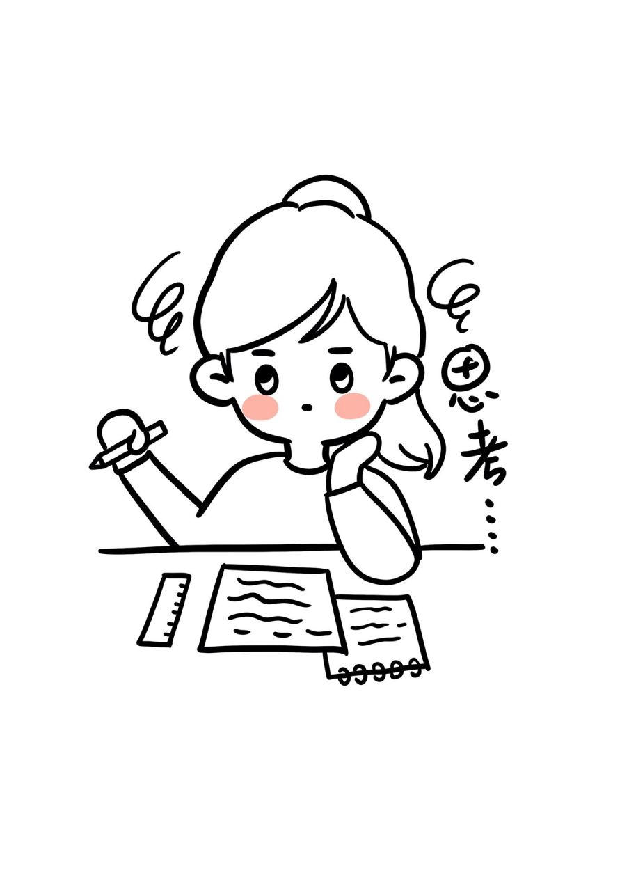 考试简笔画人物99ins风手帐表情包素材 这组初高中考试日常简笔画好
