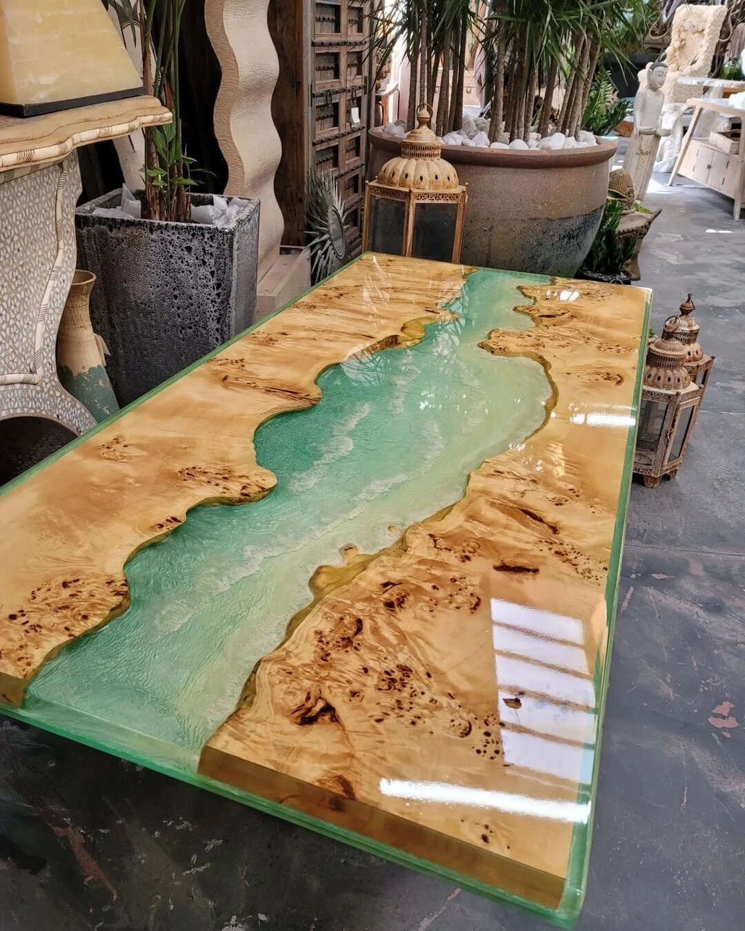 网红树脂河流桌 | 白杨木海浪桌