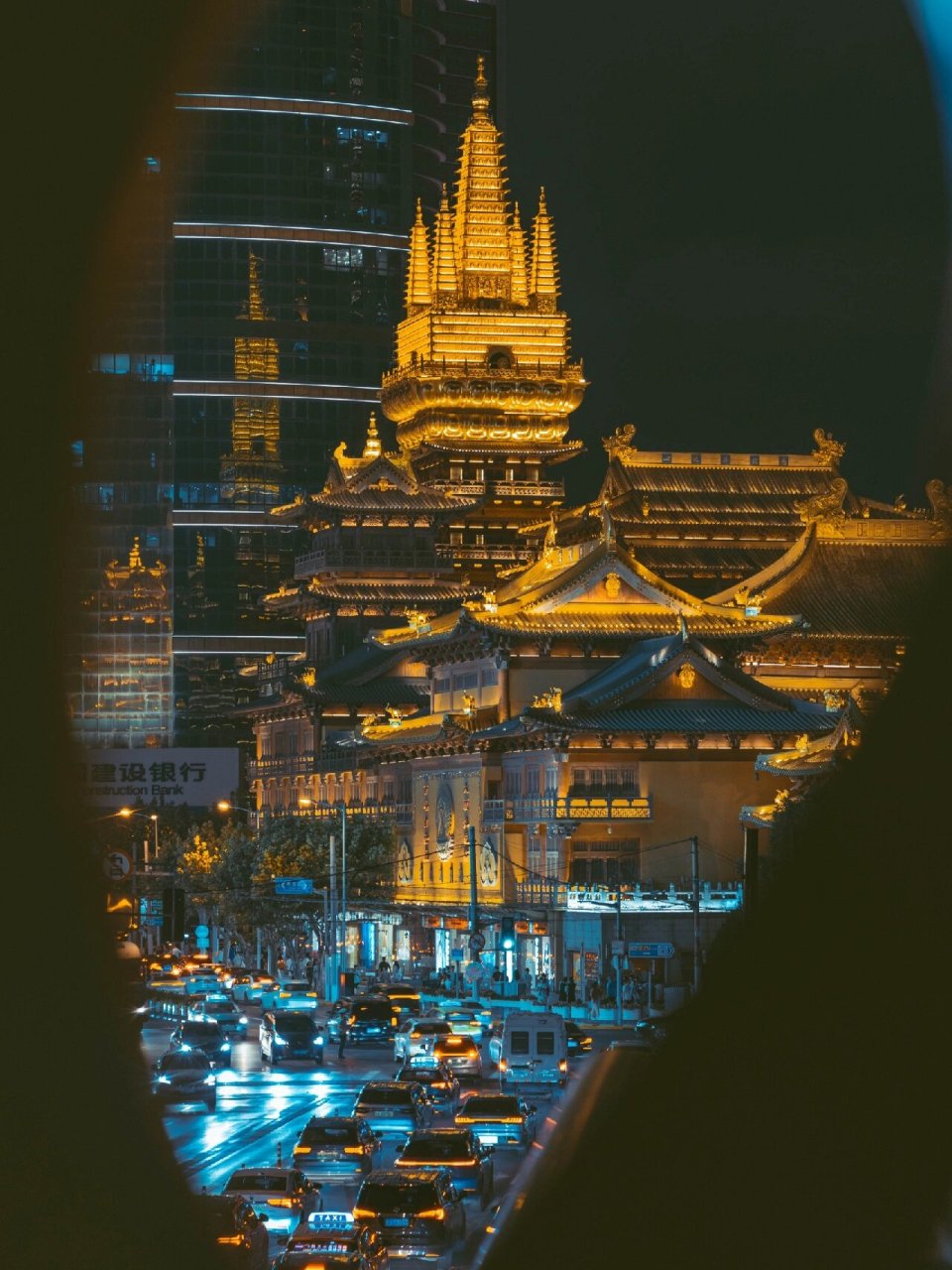 静安寺夜景图片