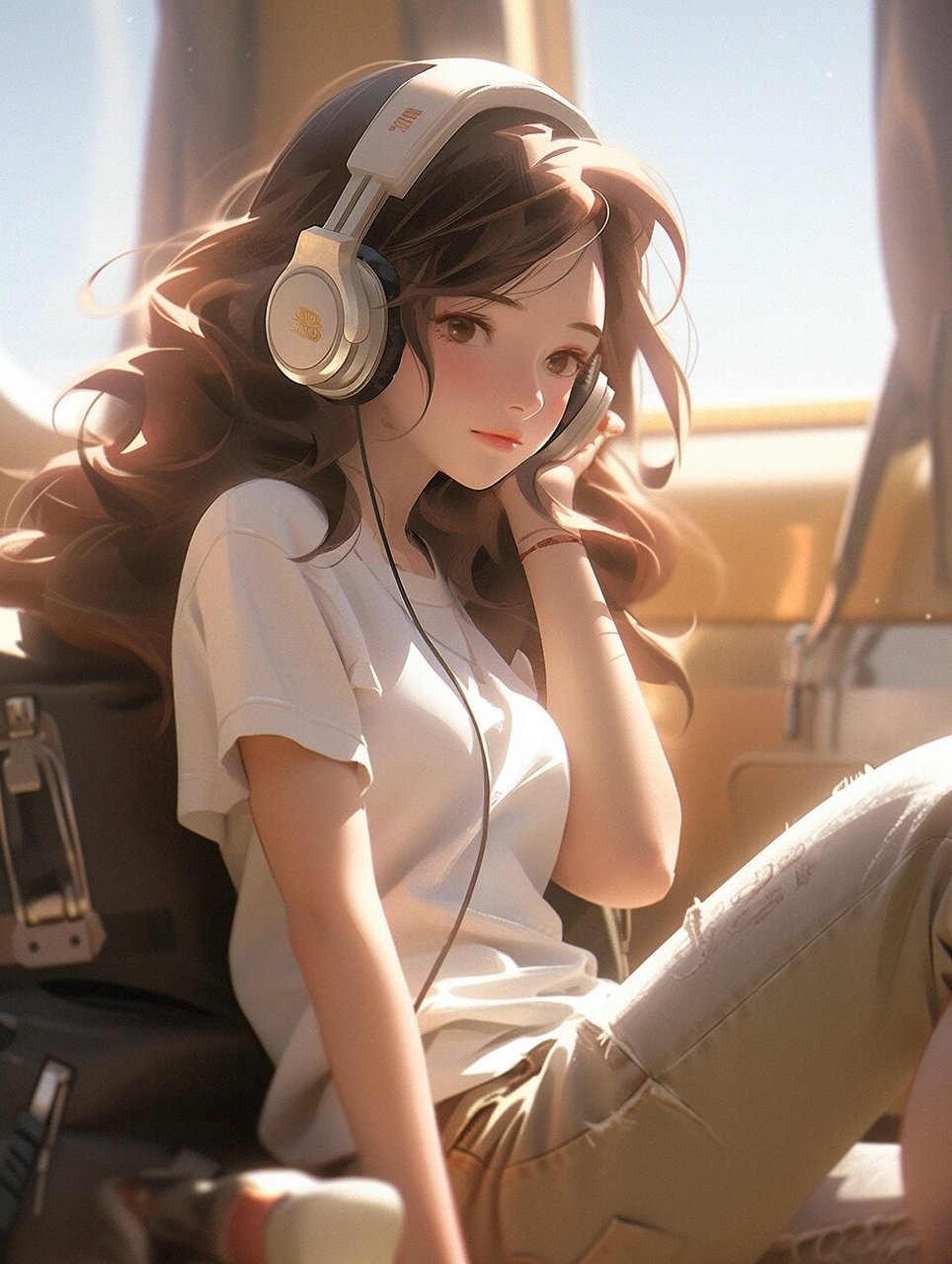 【女生头像】阳光下,房间里,听音乐女孩  挺音乐头像, 阳光下,房间里