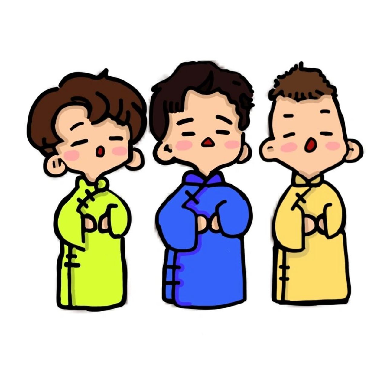 手绘q版德云社 这个画了一上午,画的不怎么好我,也第一次画.不喜勿喷