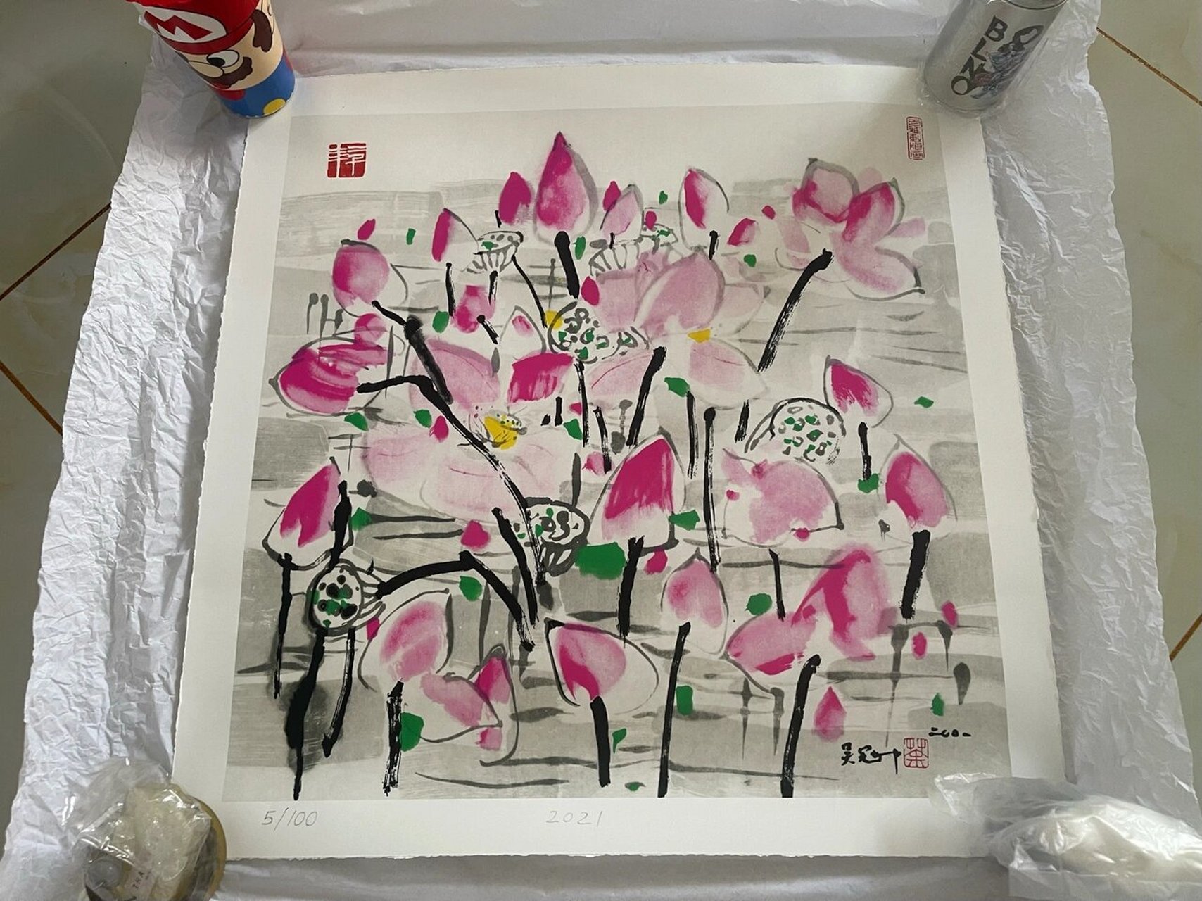 吴冠中 版画 〈映日〉 毕竟西湖六月中,风光不与四时同.