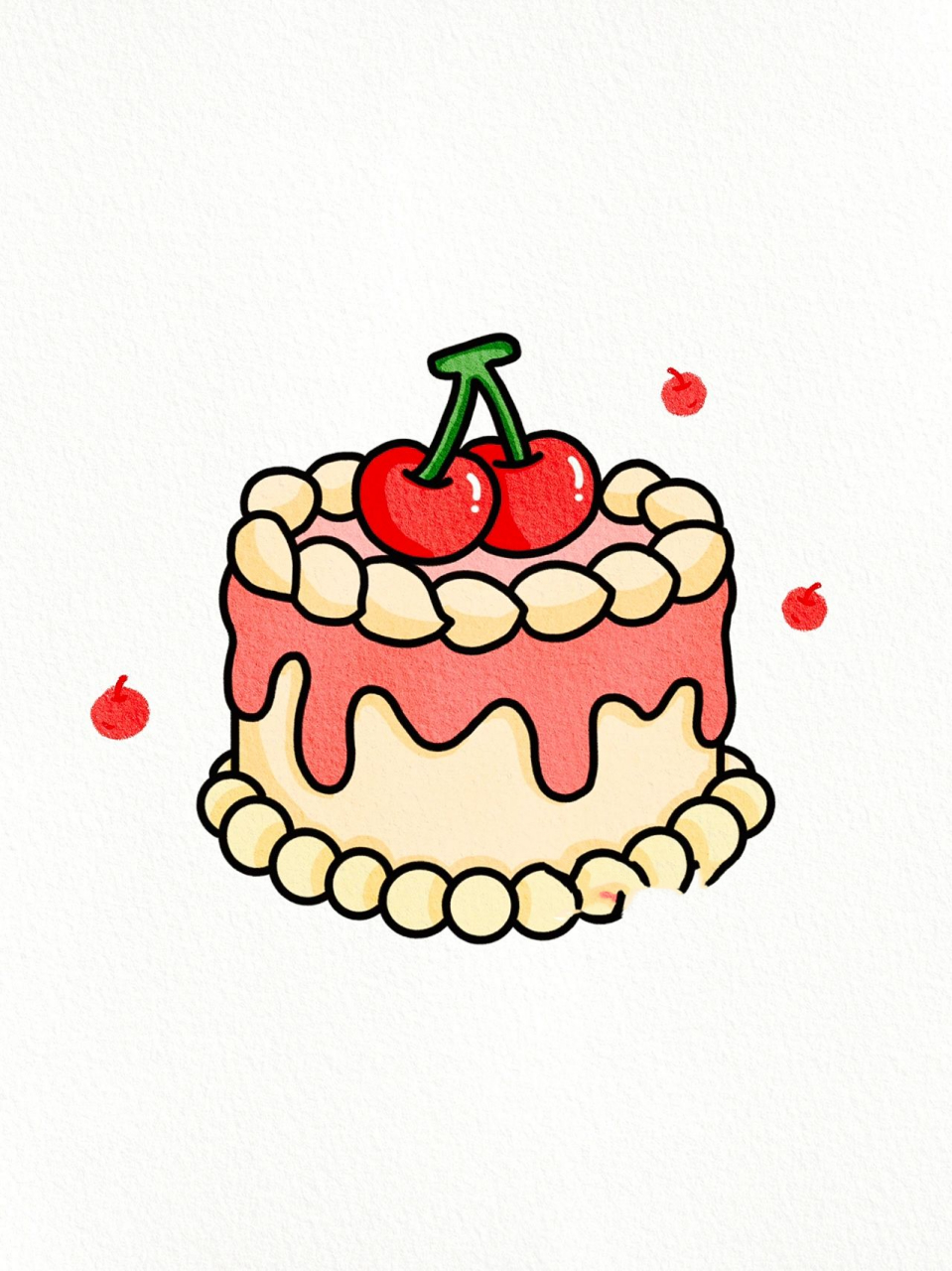 蛋糕简笔画甜点 可爱图片