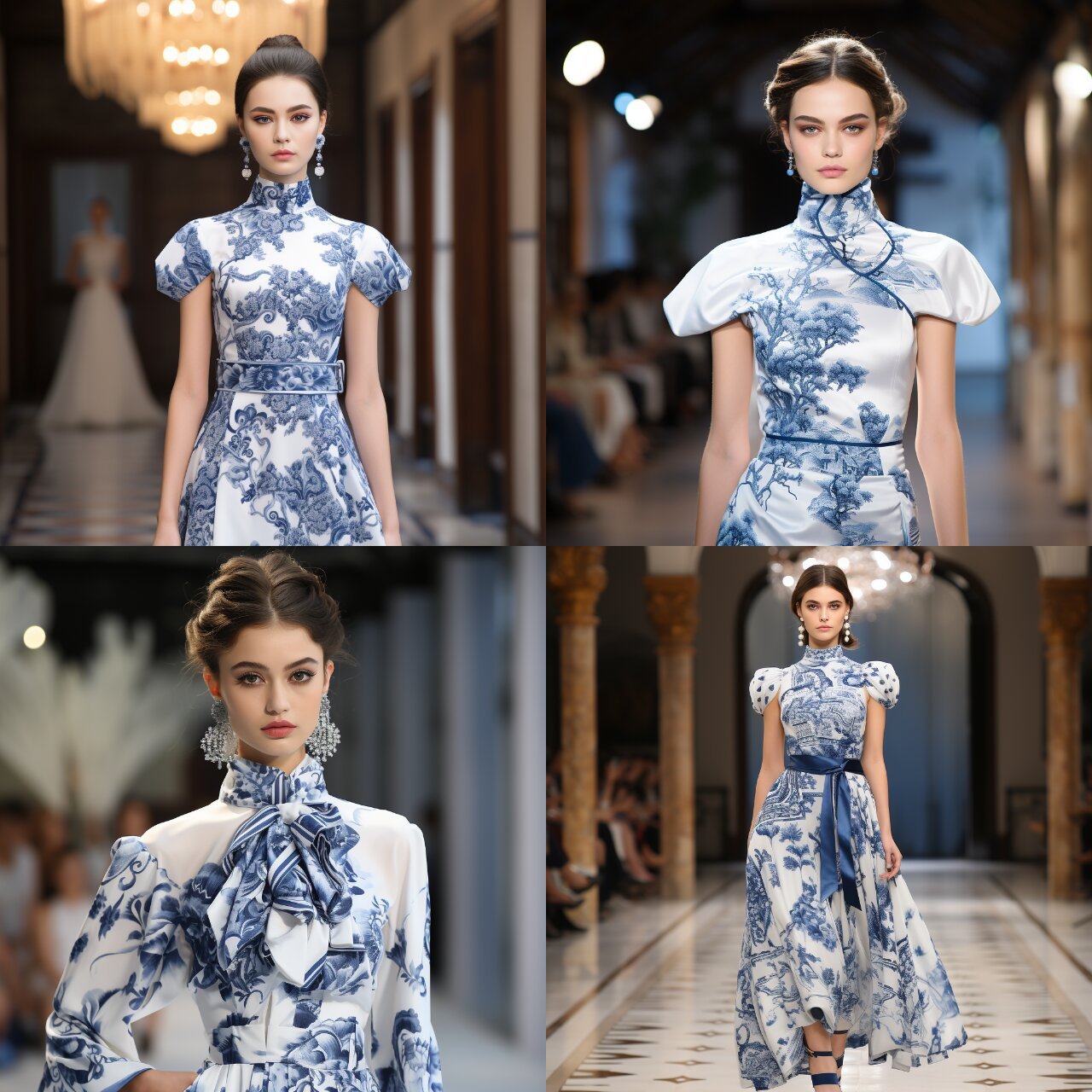 青花瓷旗袍走秀 a classical model wearing cheongsam runway show