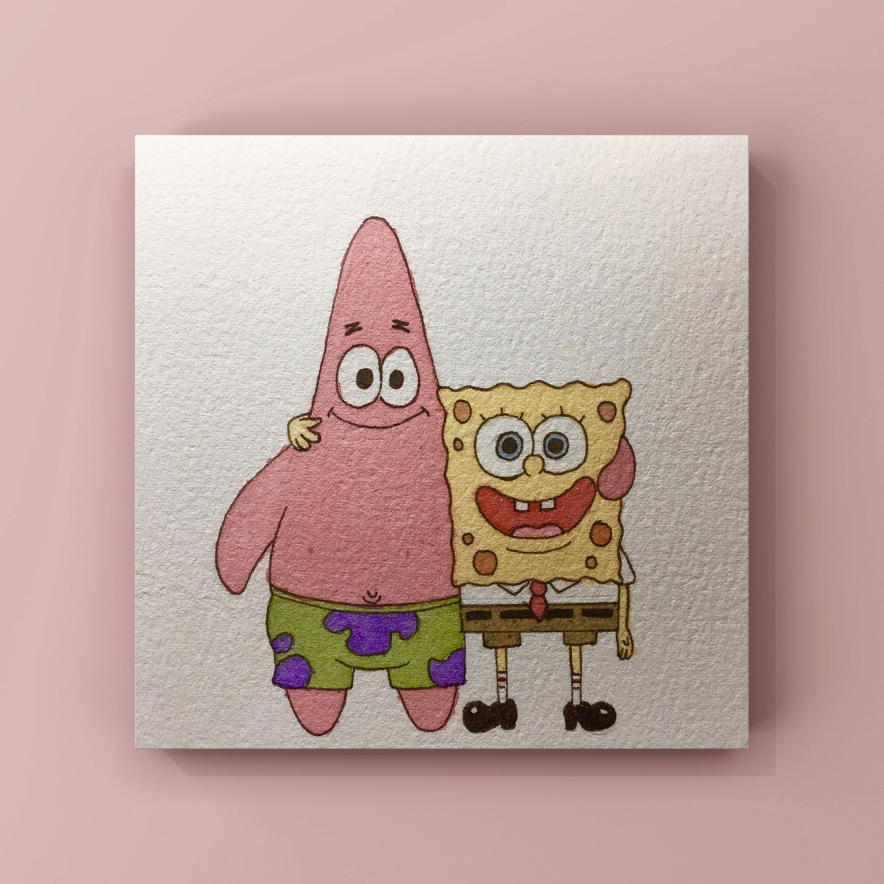 水彩|海绵宝宝|附线稿 水彩:鲁本斯粼光水彩  	 #海绵宝宝 #派大星