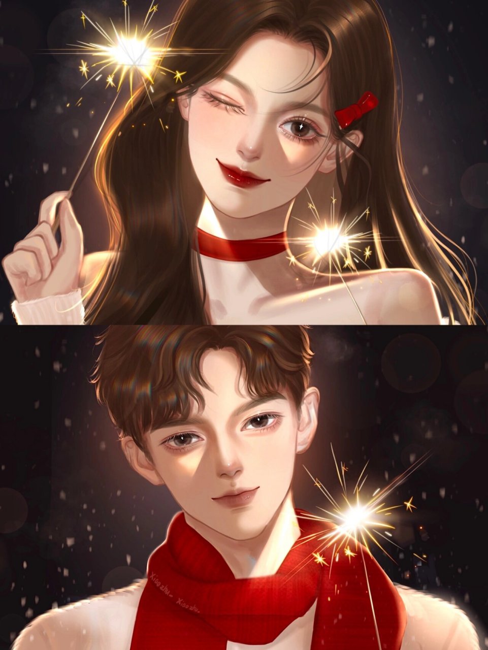 昨天发了新年女生头像 求情头的好多就画了男生～ 后面有时间还会画