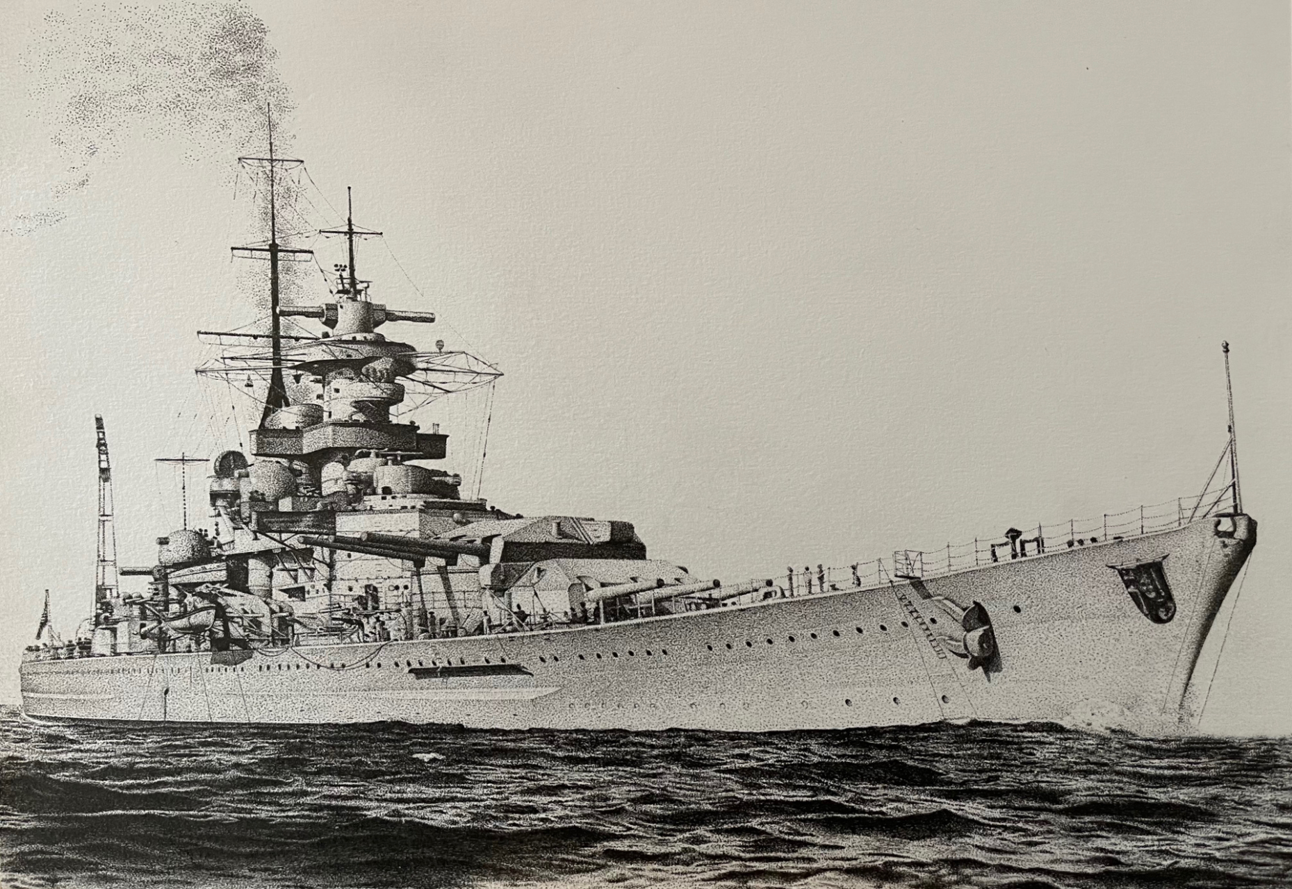 二战德国9990格奈森腦战列舰绘画 画于2021年12月28日 8k大小