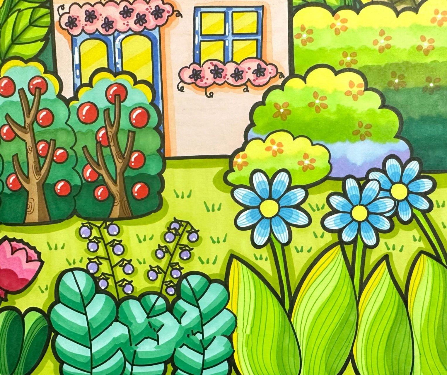 儿童画《花园》 就取个简单好记的名字吧 一些简单的花草素材,单个