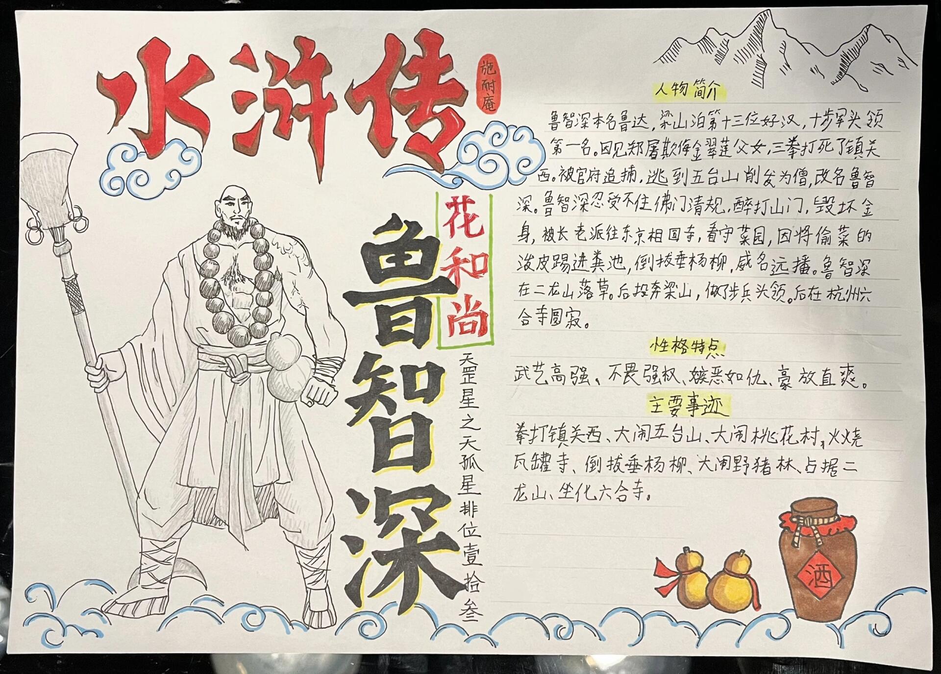【画画打卡】水浒传鲁智深人物小报