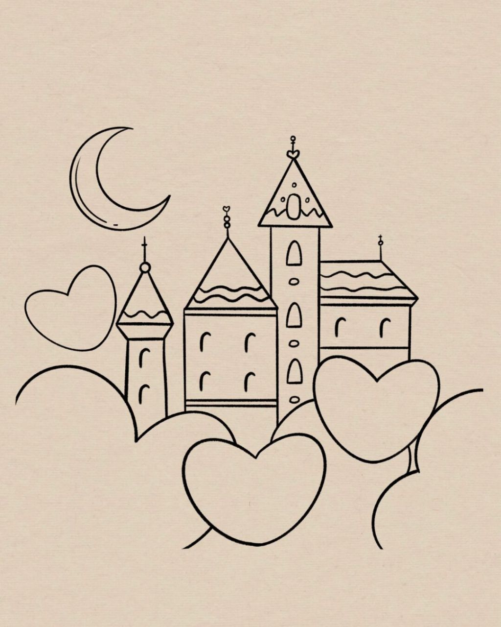 城堡卡通简笔画简单图片