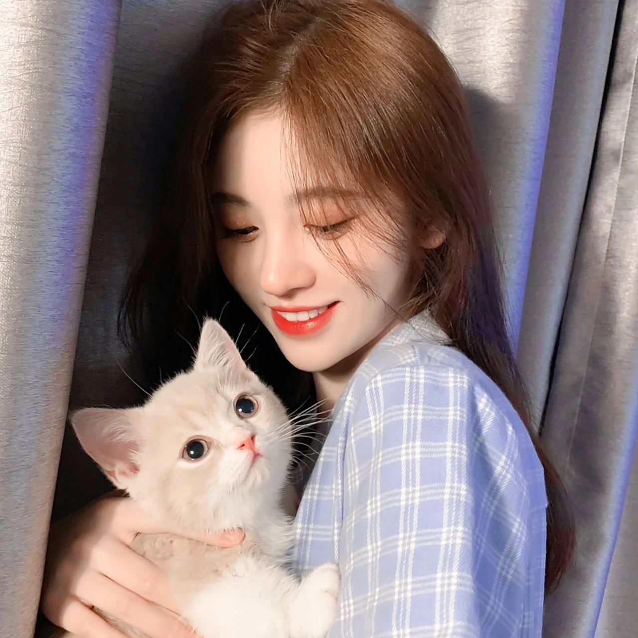 鞠婧祎撸猫女头.