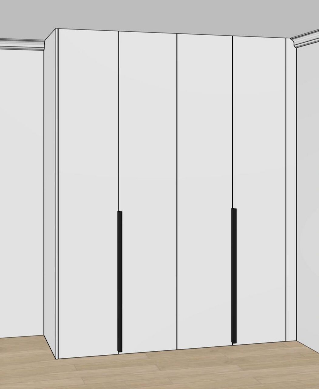 图二:顶封板和靠墙的收口条都加大 图三:衣柜上面留好石膏线的封板