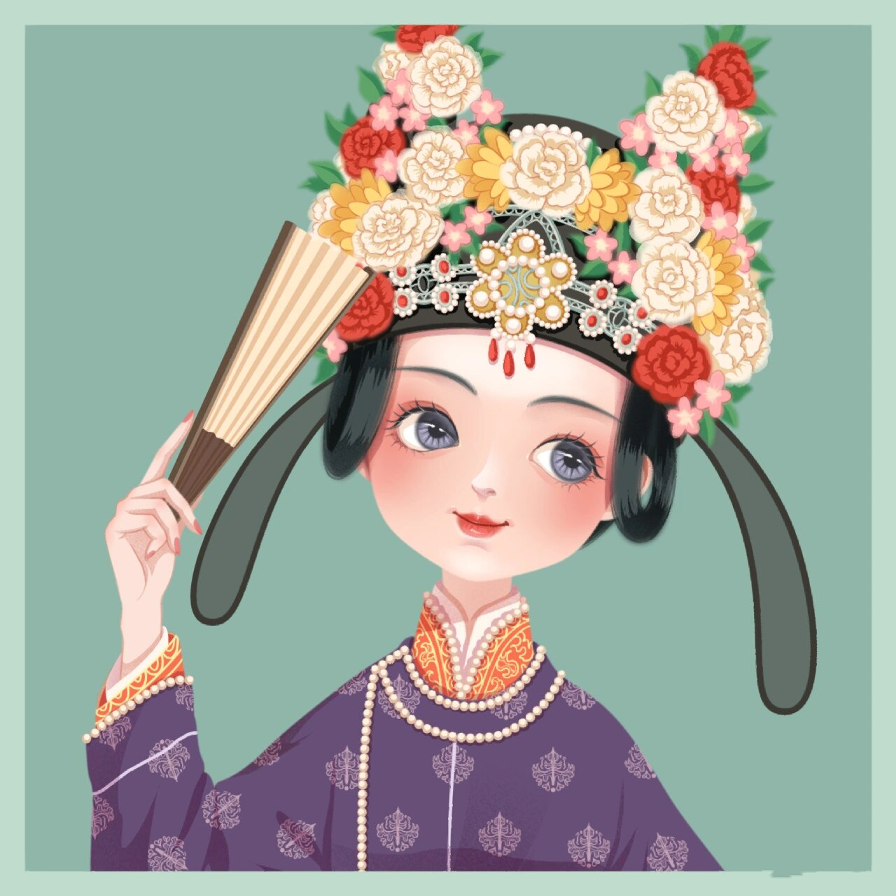 宋小像女头像合集(上) 宋制发型:簪花元宝冠,一年景花冠,重楼子花冠