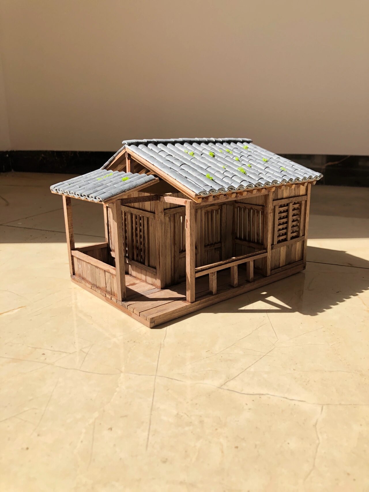 手工制作江南水乡古风瓦片小屋手工模型