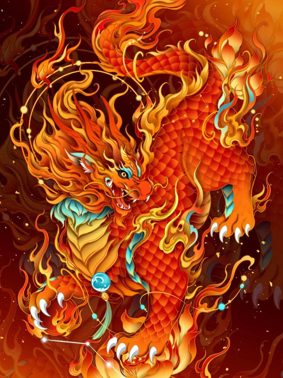 【五行麒麟系列——火麒麟】 脚踏红莲,吞金吐火,曾是炎帝的坐骑,乘风