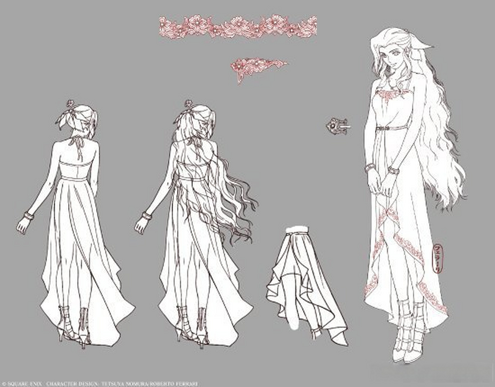 最终幻想7重制版# 官方分享了重制版中爱丽丝裙装礼服的设定图,帐是