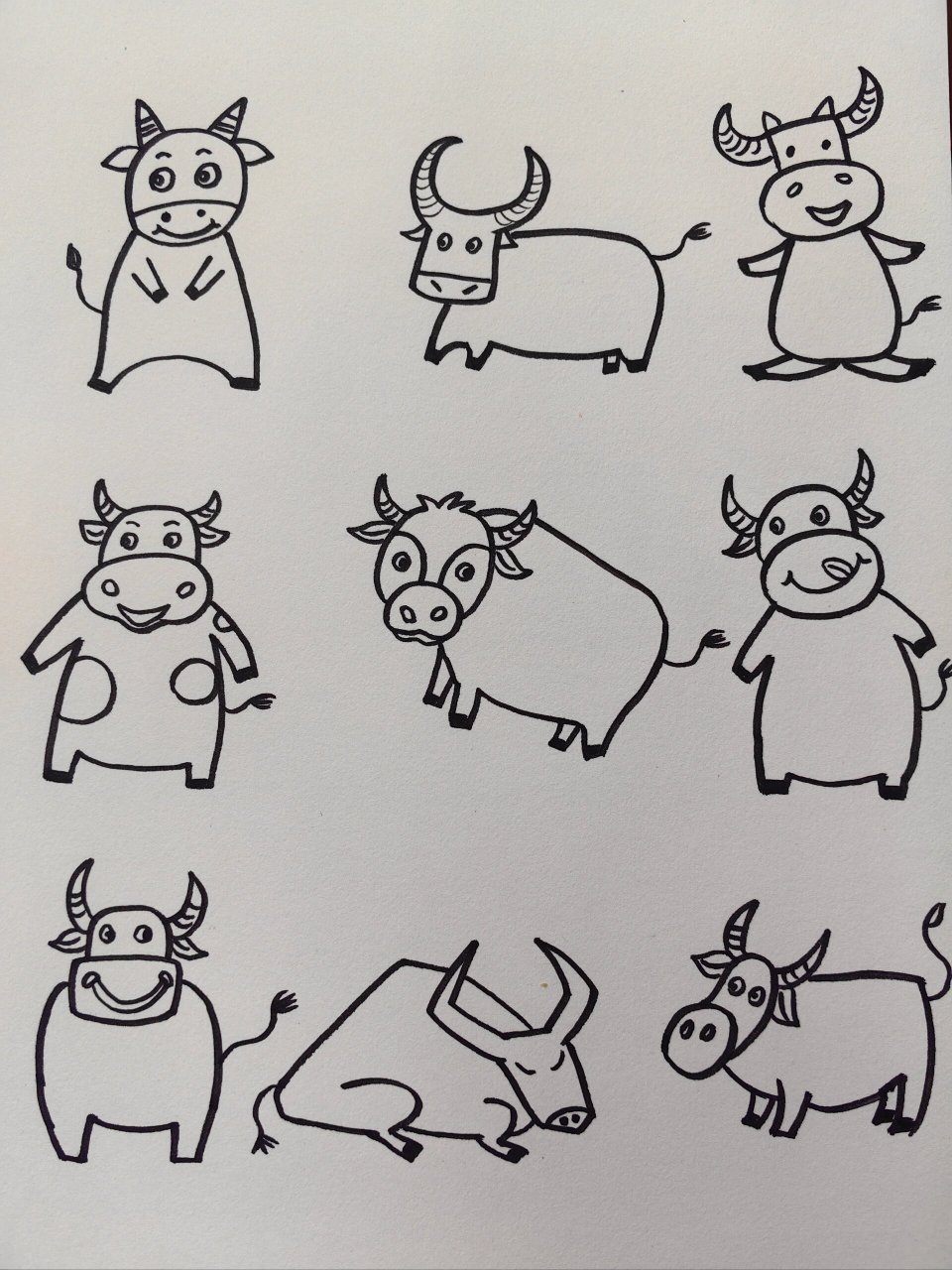 牛简笔画合集 牛简笔画合集 简笔画牛合集 可爱的牛绘画教程