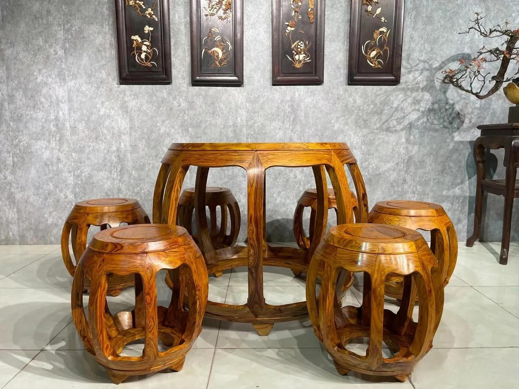 越南黄花梨七件套 75x73高!面板2块老料 28x45高!面板独板老料