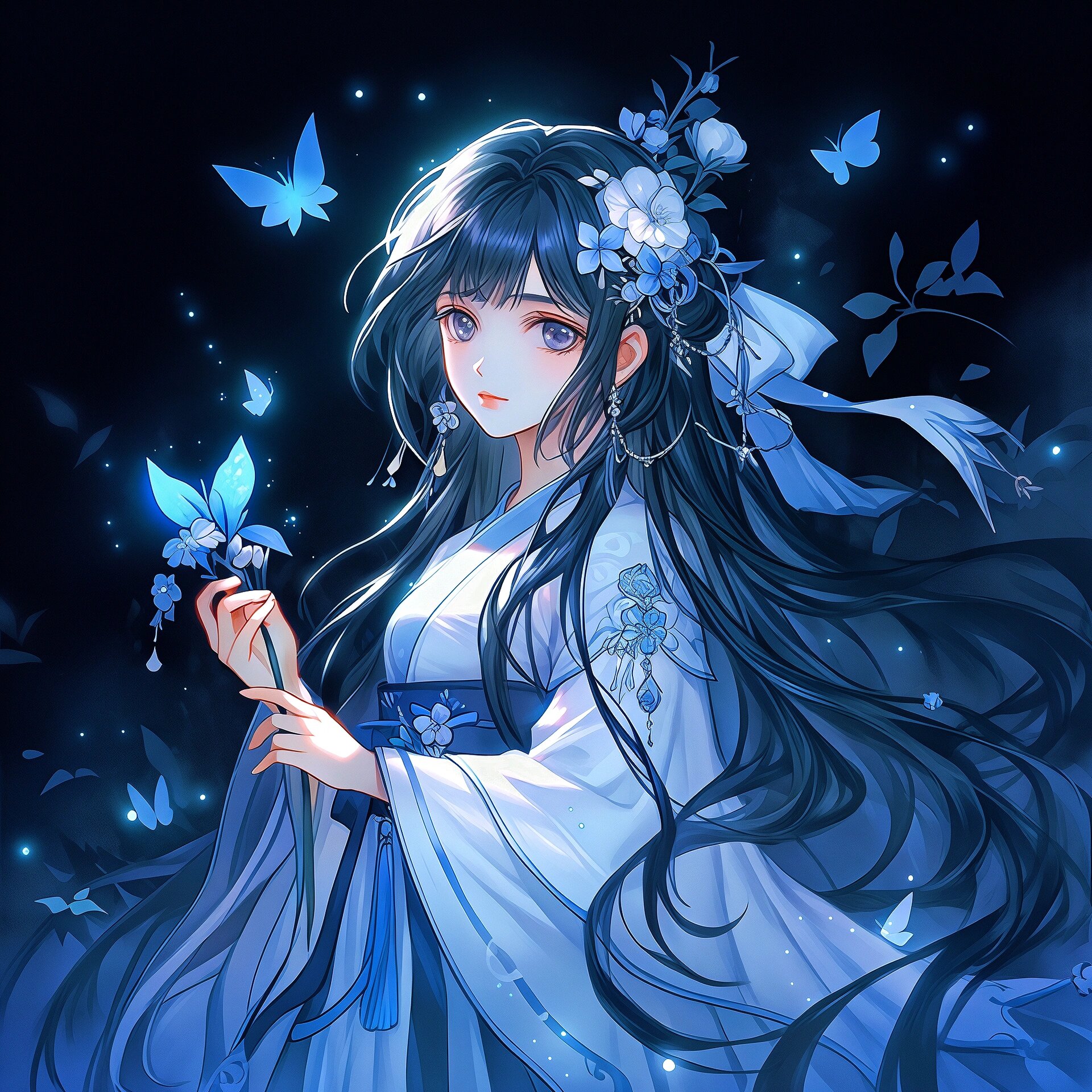 蓝色系古风女生头像,真的太好看了吧!