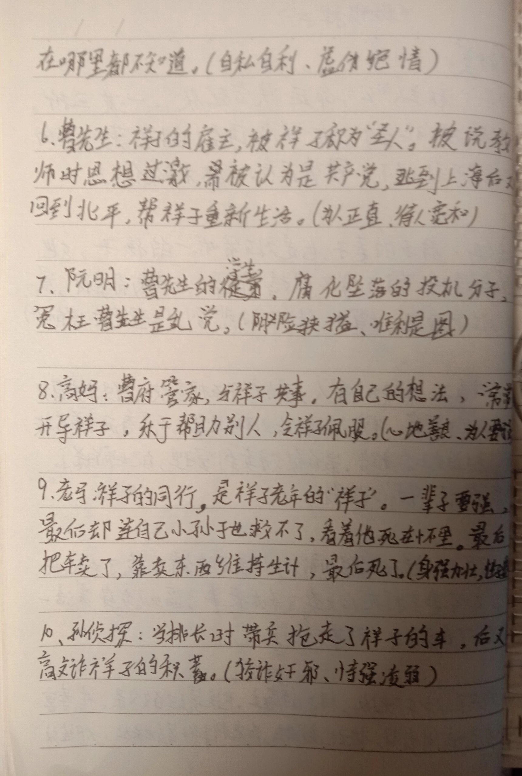 《骆驼祥子》人物档案