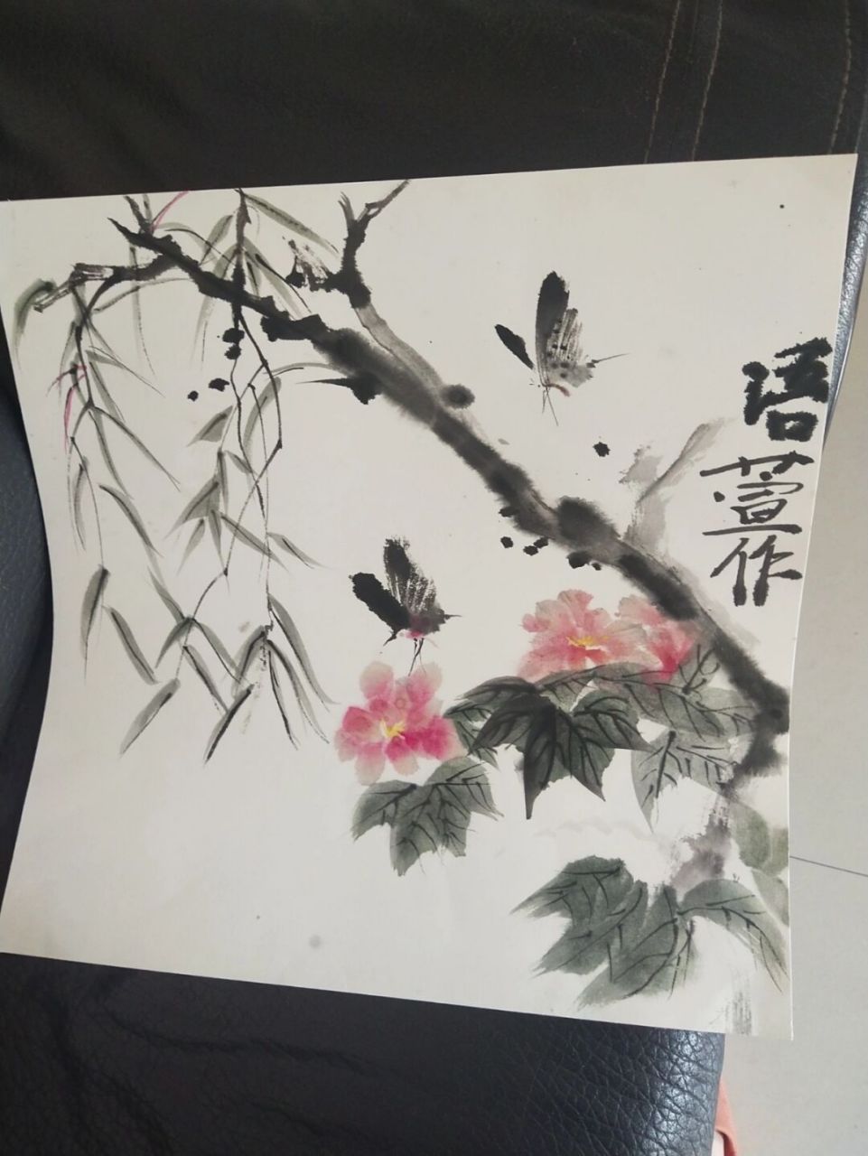 女儿10岁,这个暑假,第一次学国画,以前没接触过画画,这是上完课后在