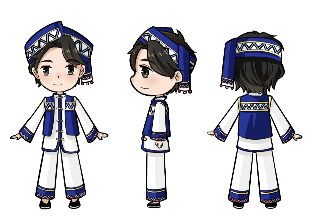 少数民族角色设计 是个作业,以大理白族的传统人物金花和阿鹏为原型