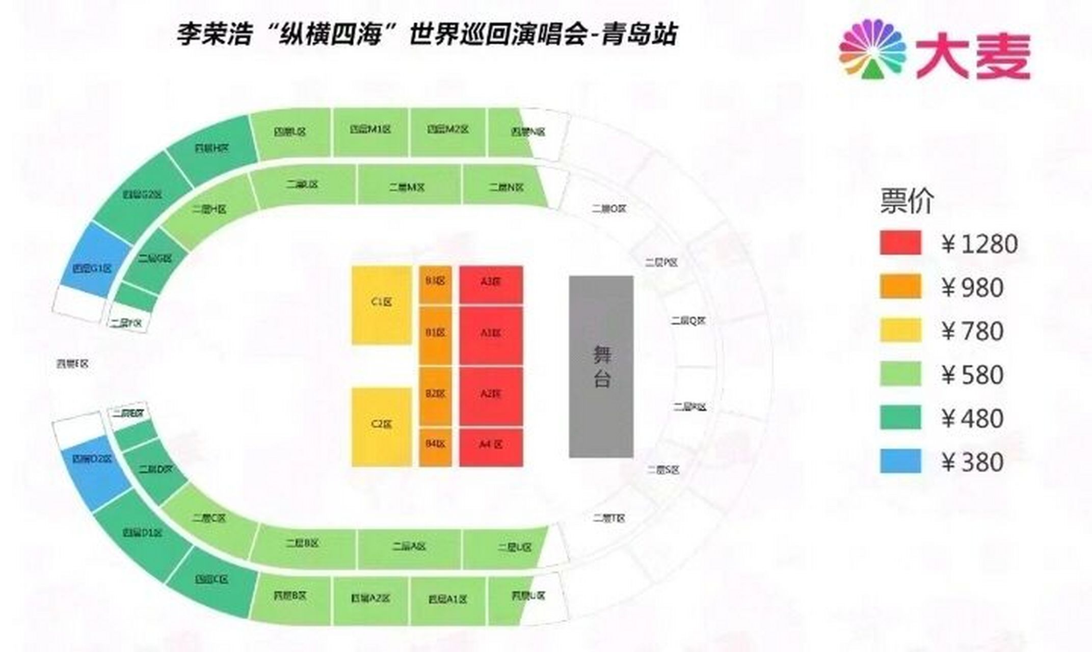 青岛国信体育场座位 姐妹们 右边看台哪个座位好一点