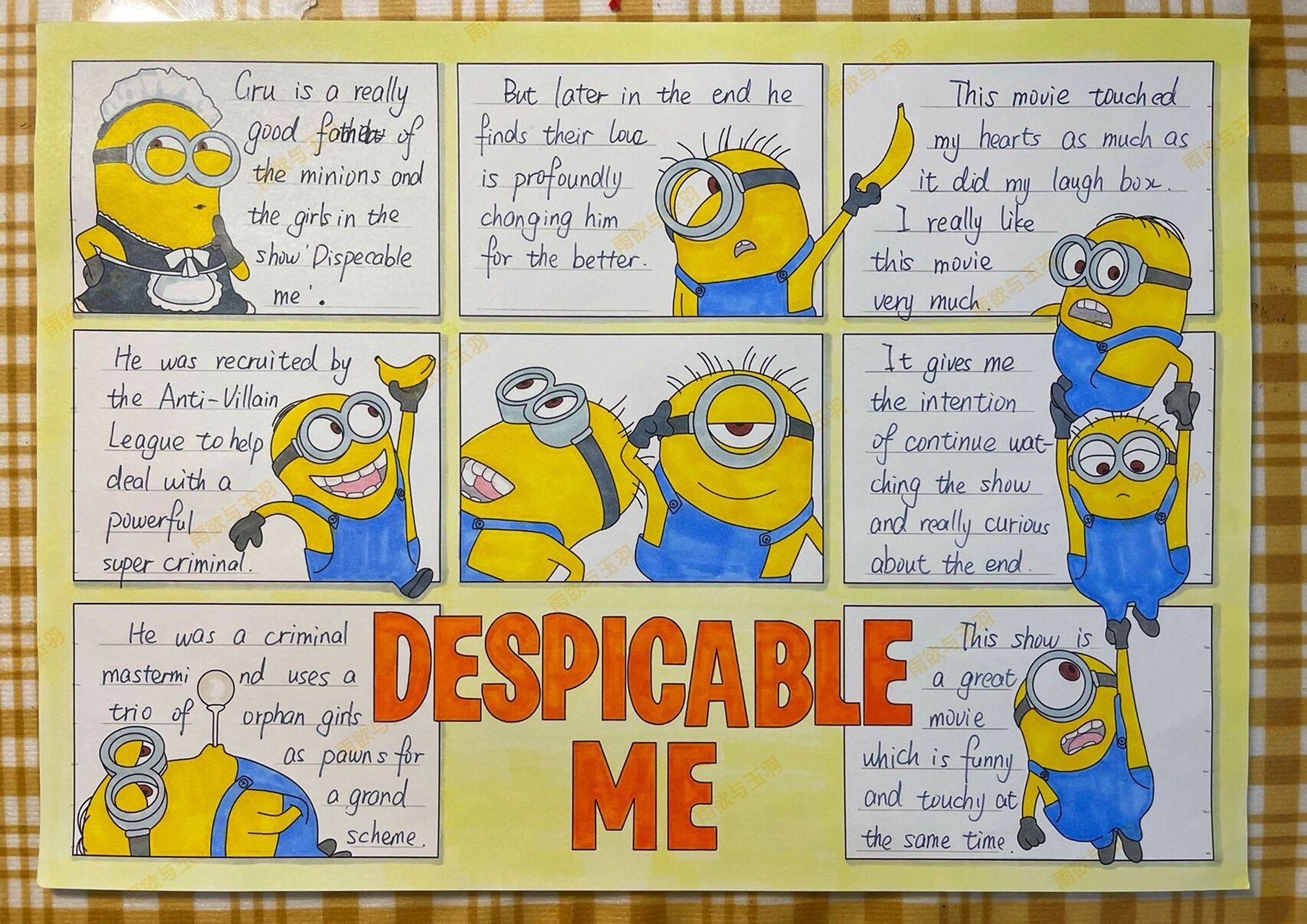 3156641566神偷奶爸小黄人英文电影手抄报 全英文手抄报 英语