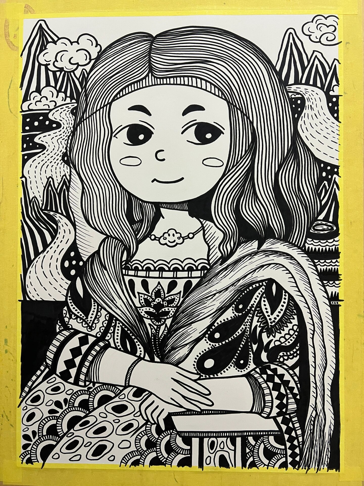 线描"蒙娜丽莎"