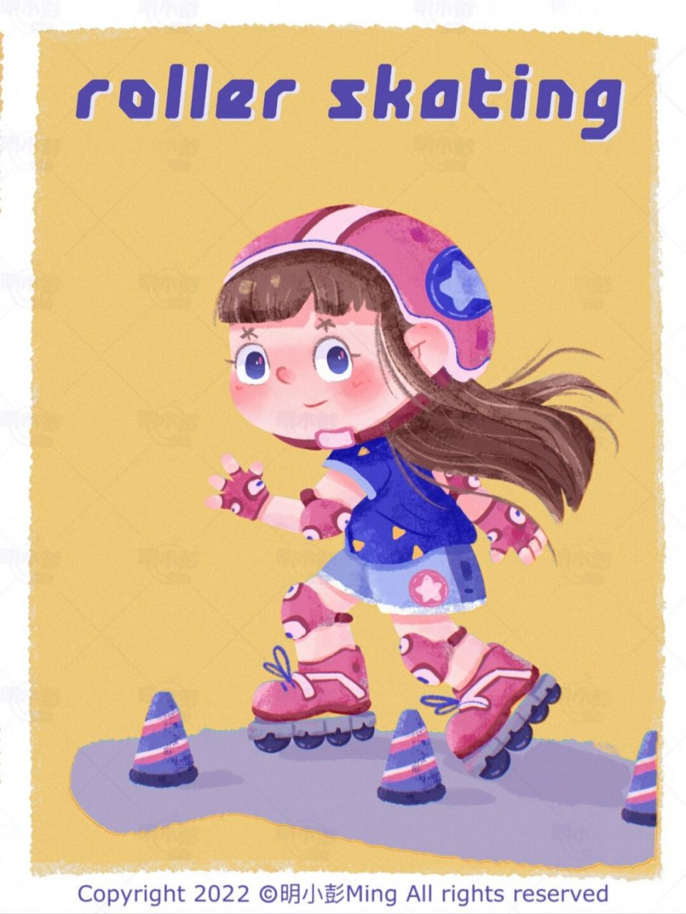 轮滑女孩——原创人物插画【附过程图】 尝试画一个运动系列?