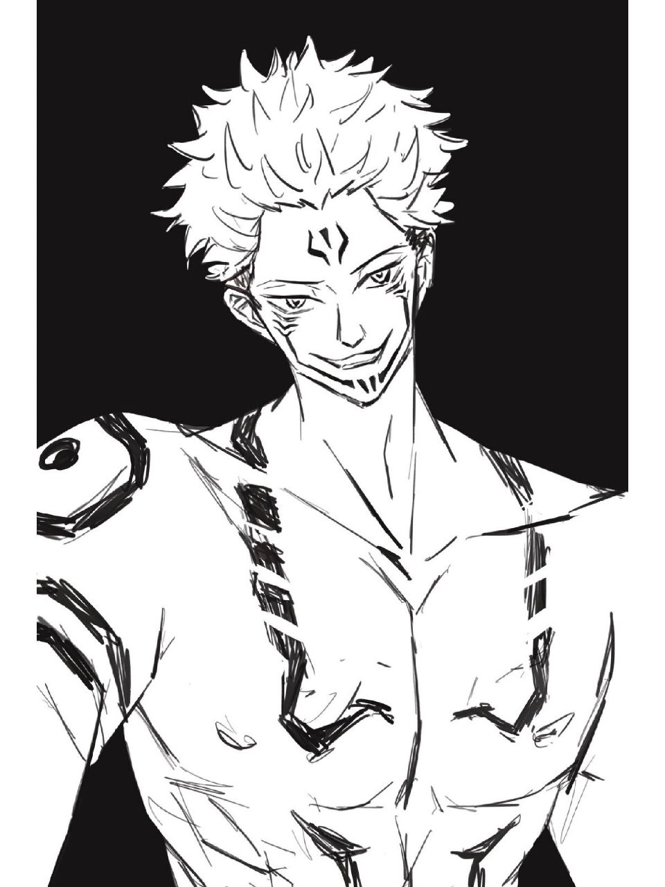 咒术回战—两面宿摊 一时兴起画的大爷,最近被大爷深深迷住了哈哈哈