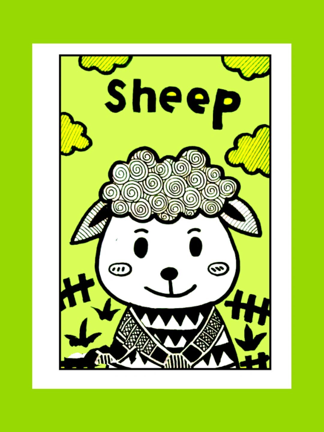 线描动物小清新系列五 原创作品《绵羊》