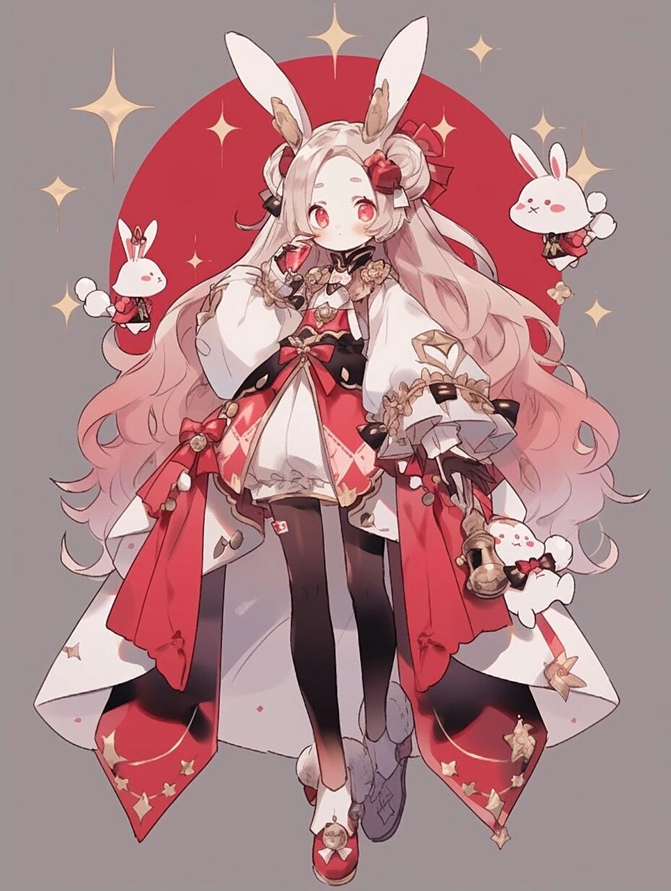 红色系兔子拟人主题