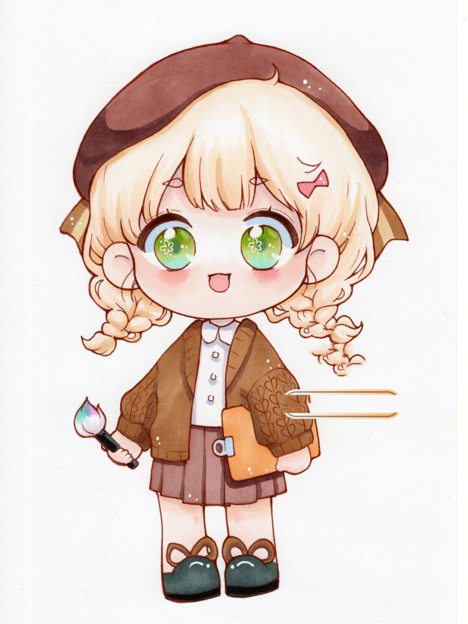 马克笔临摹-巧克力小画家,绘画教程步骤色 绘画工具:法卡勒三代马克笔