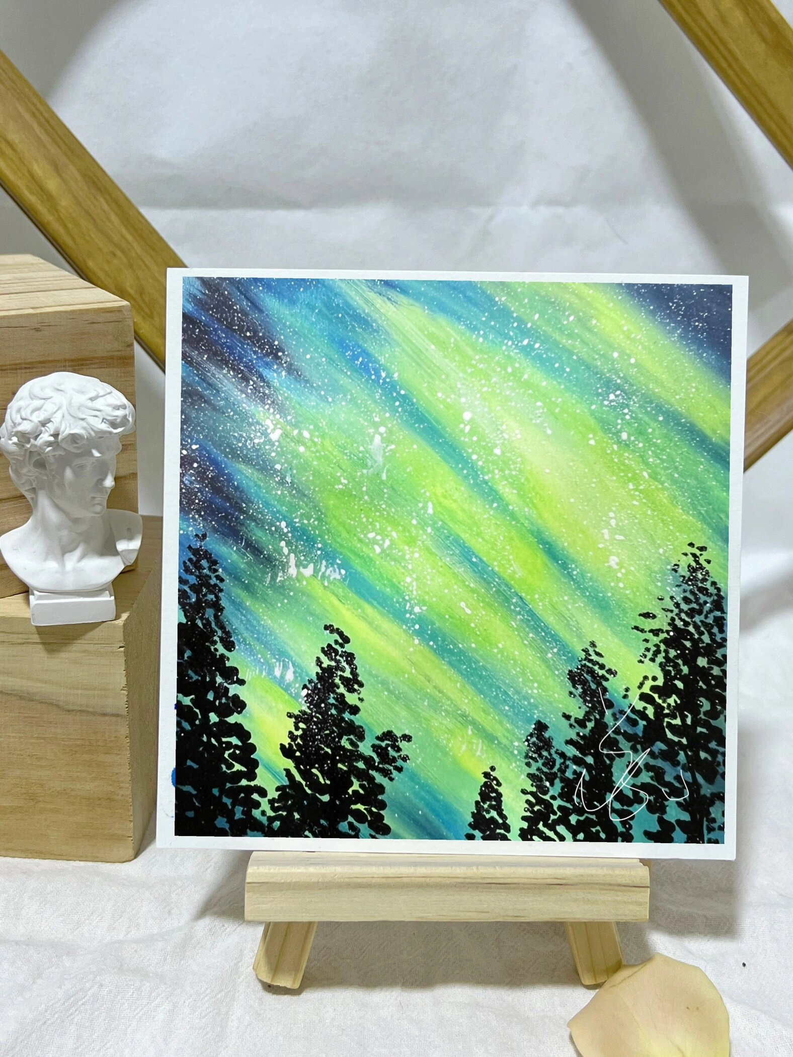 重彩油画棒风景极光教程