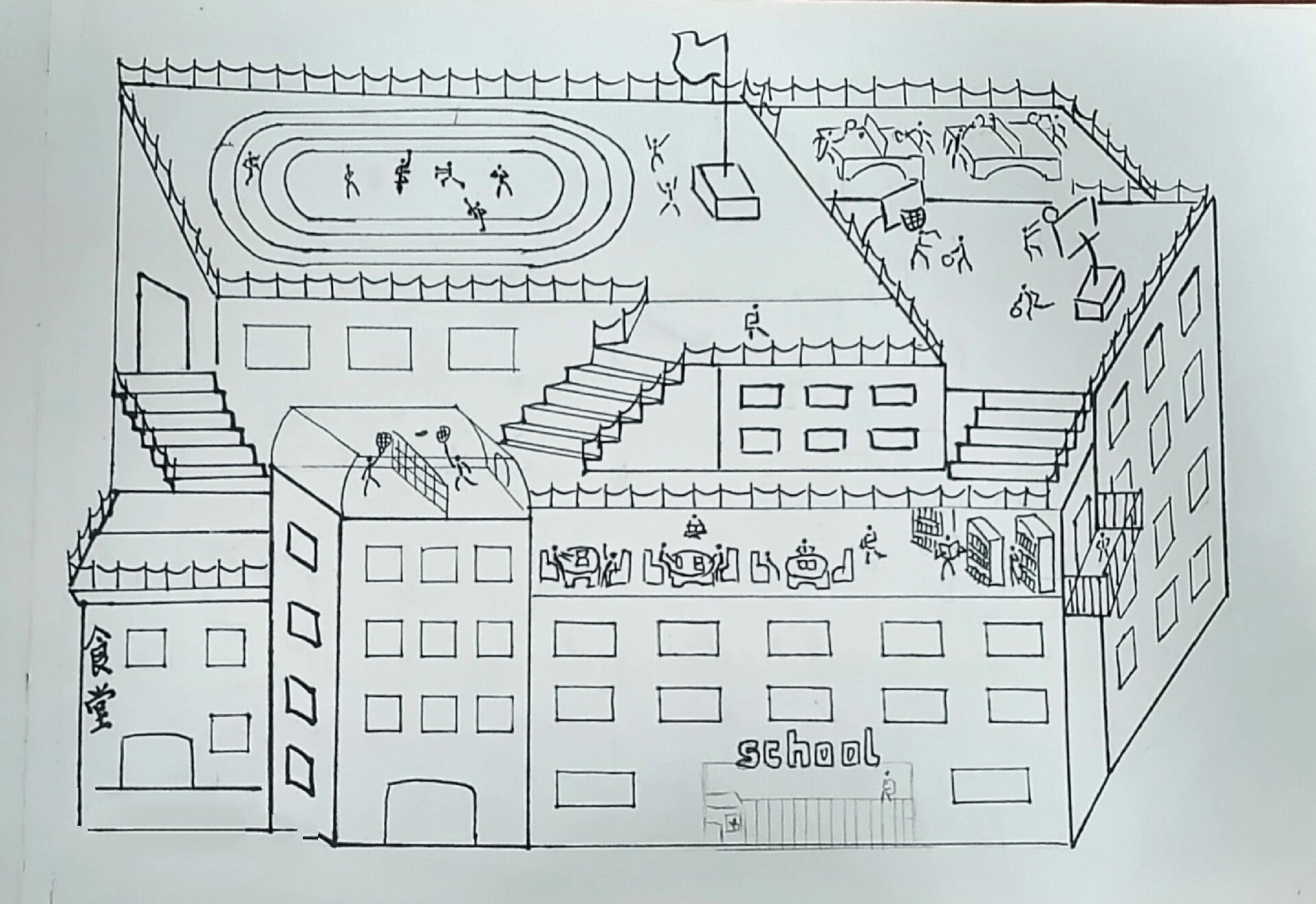 学校的画法图片大全图片