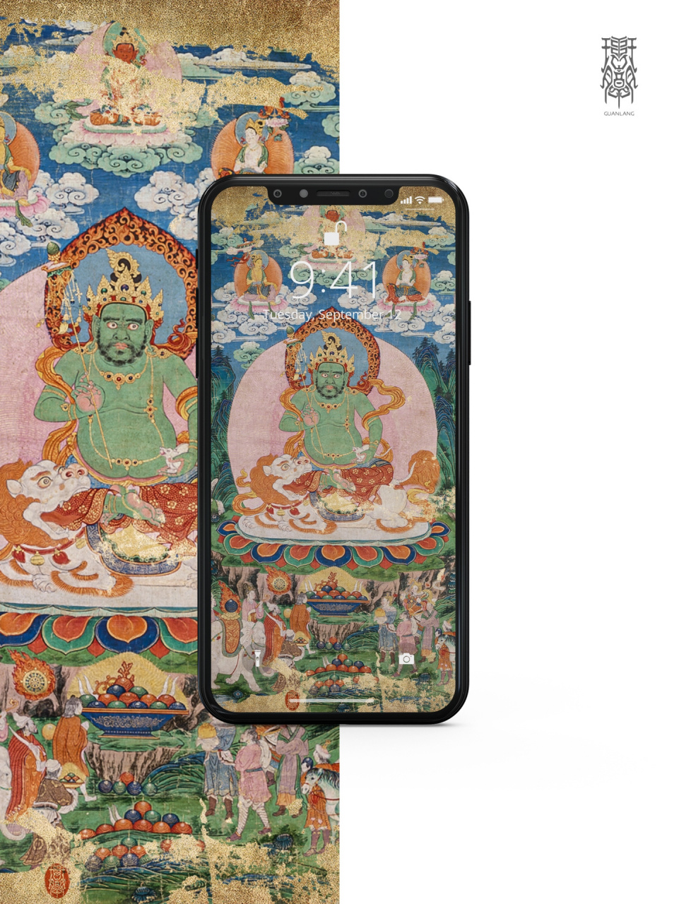 琯朗壁纸|初五迎财神 绿财神(占巴拉沃波)是西方无量光明佛,为了利益