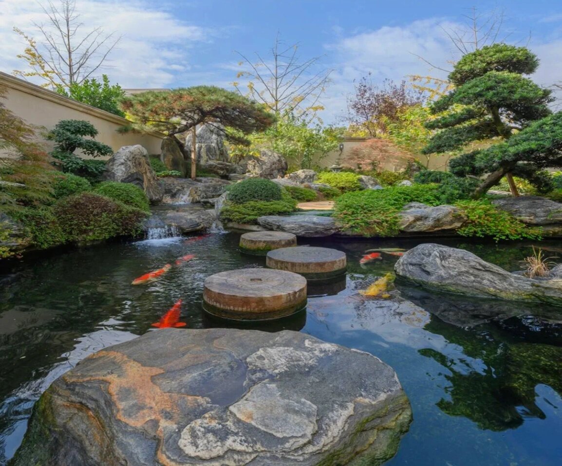庭院锦鲤,假山鱼池,四时有景,胜人间无数
