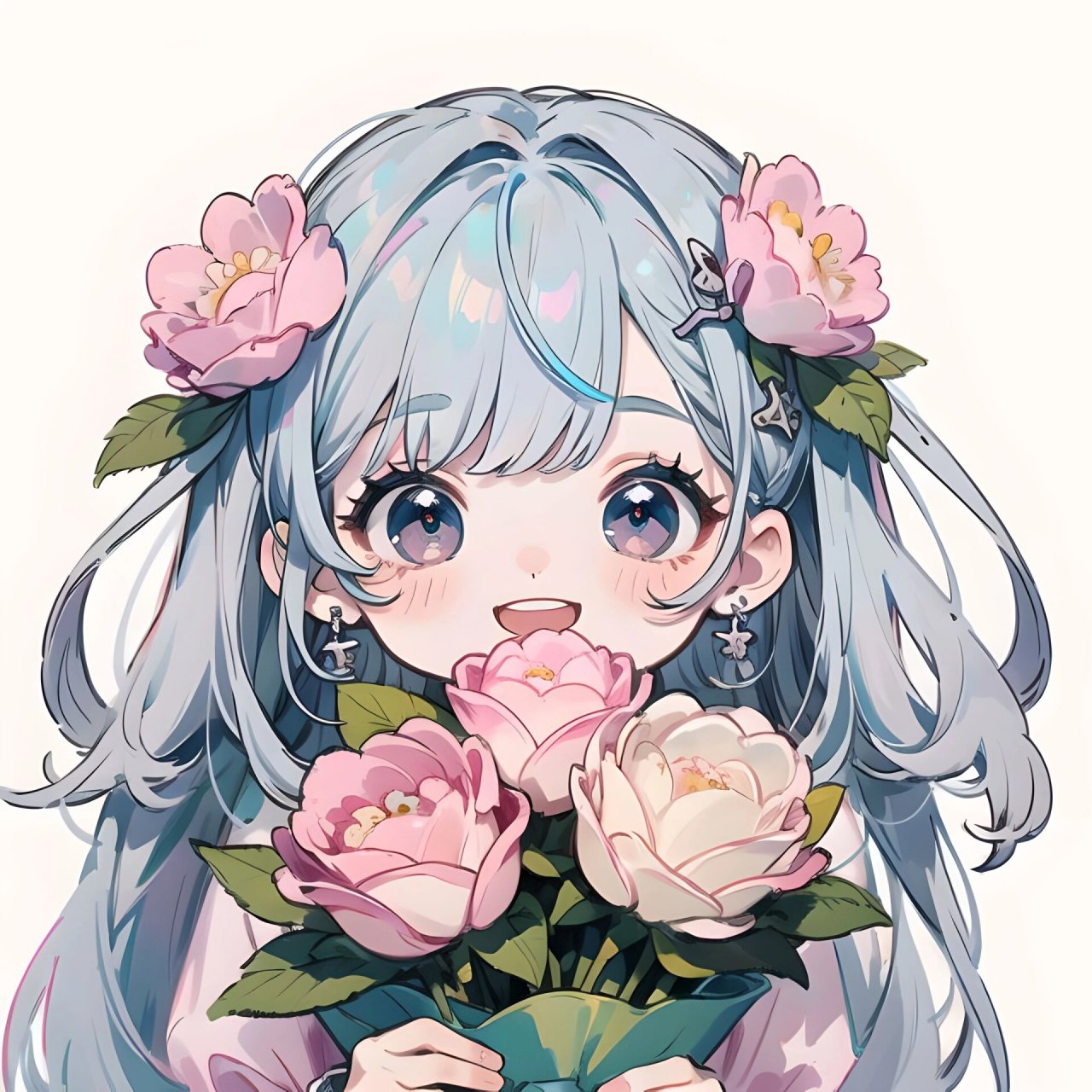 可爱女生头像分享抱花系列