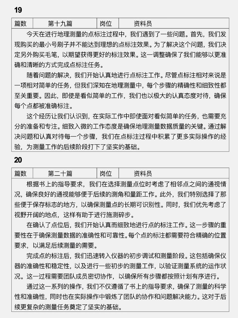 资料员实习日志17-20篇