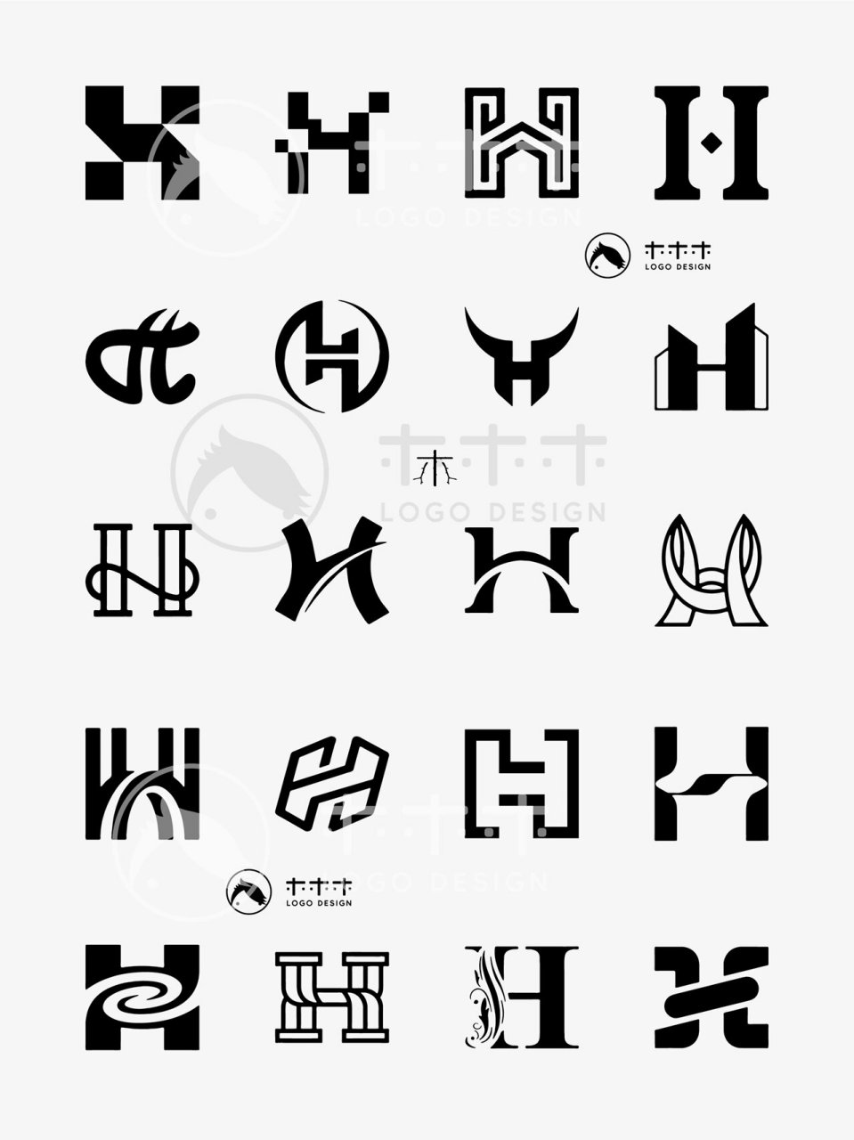 logo设计|200个字母h的创意变形78 收集了200个字母h的各种形态演变