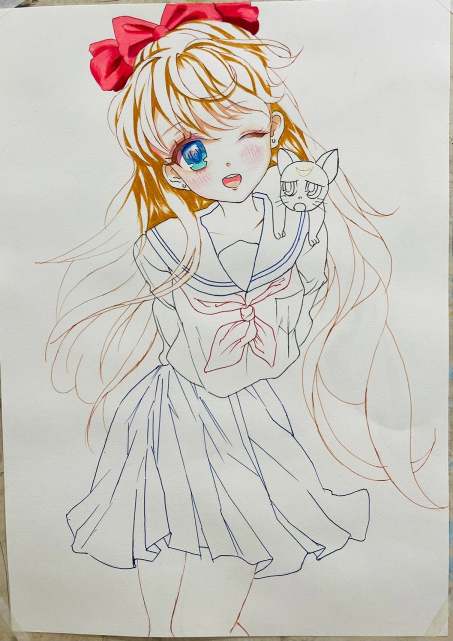 手绘动漫人物女生女孩 前段时间收到富莱卡勒家的72色油性试用彩铅