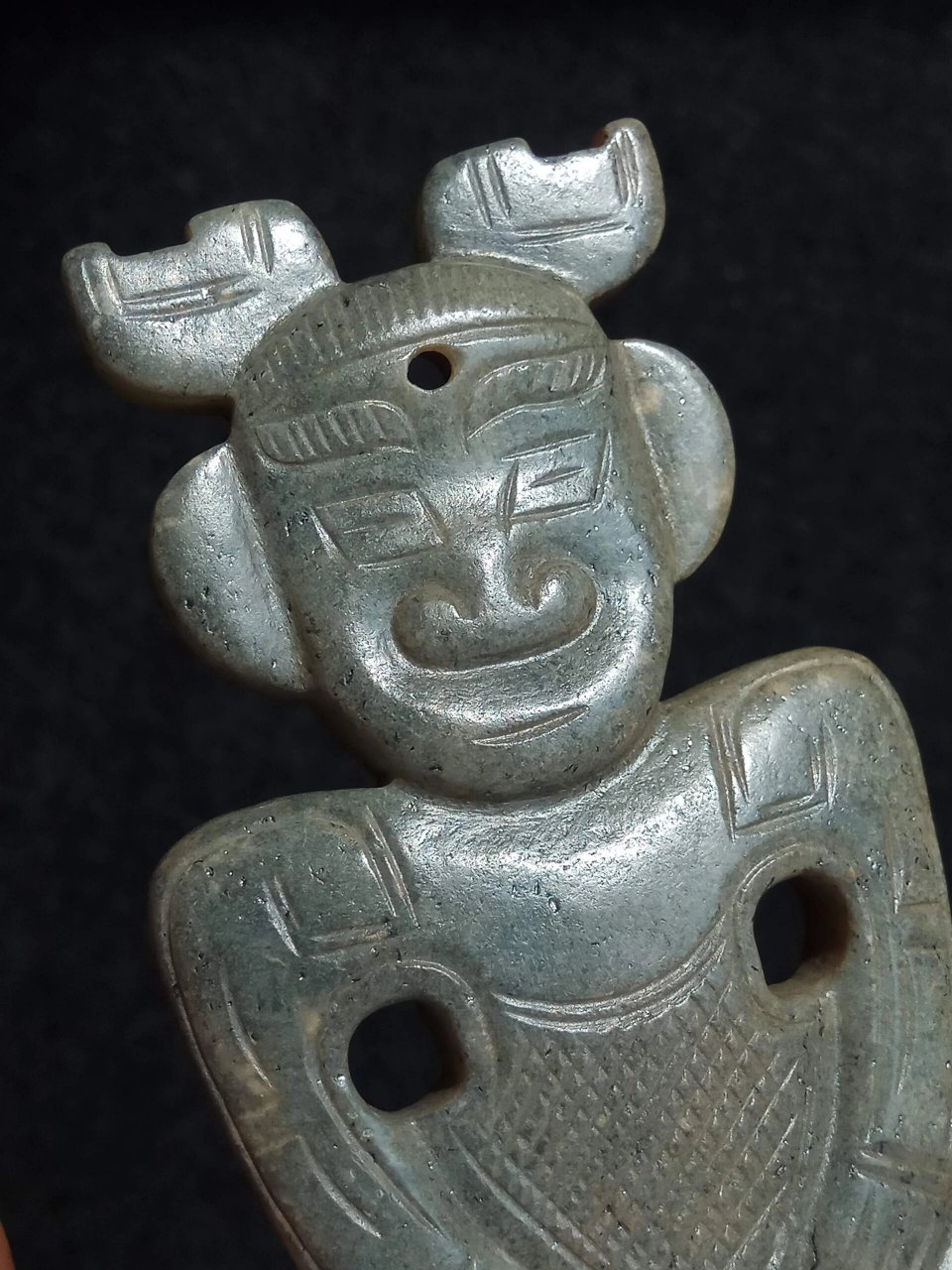 高古玉 商周玉器 老和田青玉 圆雕立姿玉人 【玉人】1388 西周  玉人