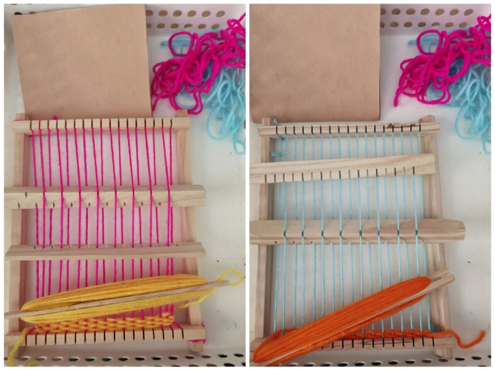 大班生活区——编织材料投放 大班生活区编织材料 小型简易织布机 编