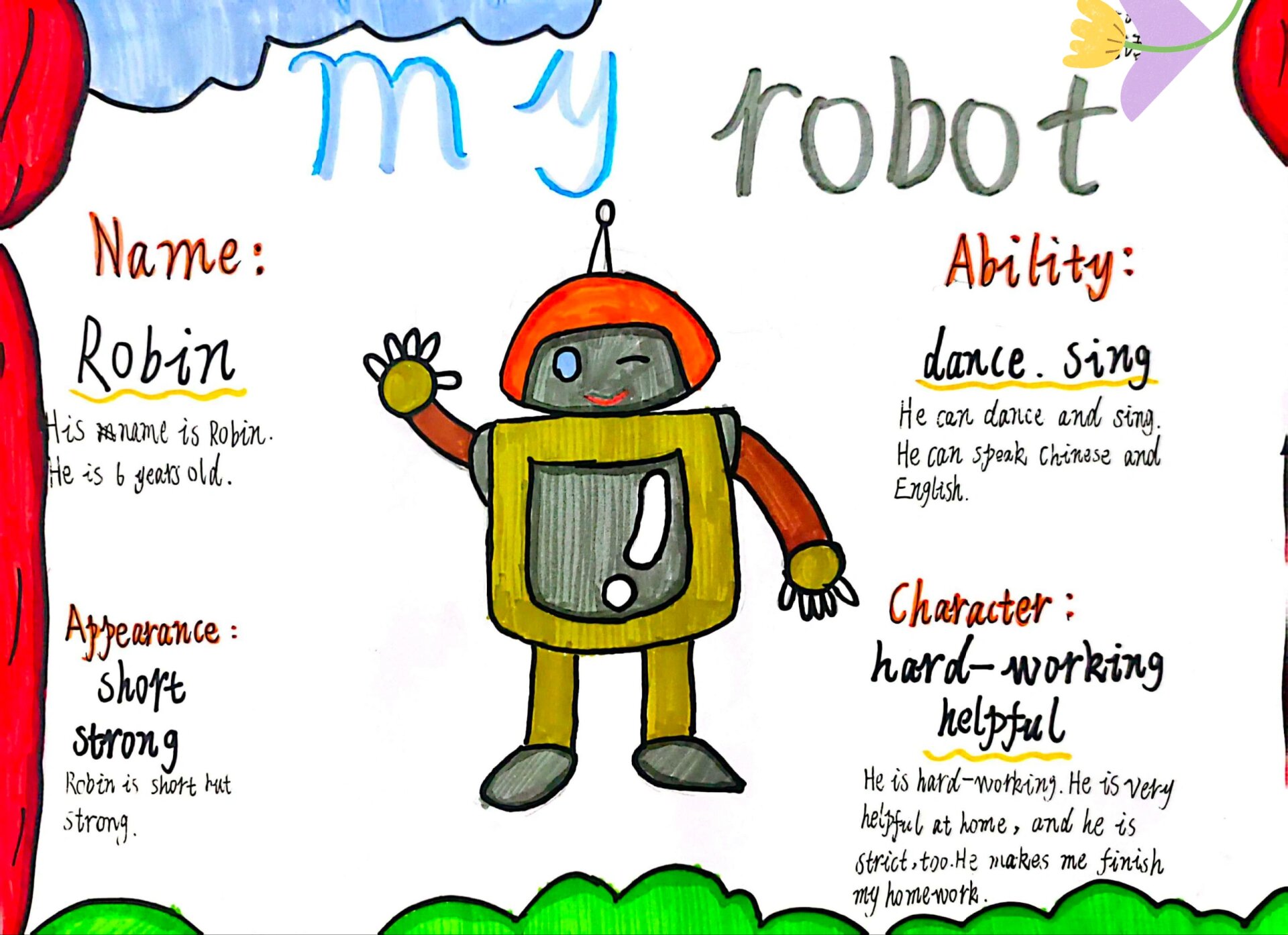 趣味英语 手抄报—my robot